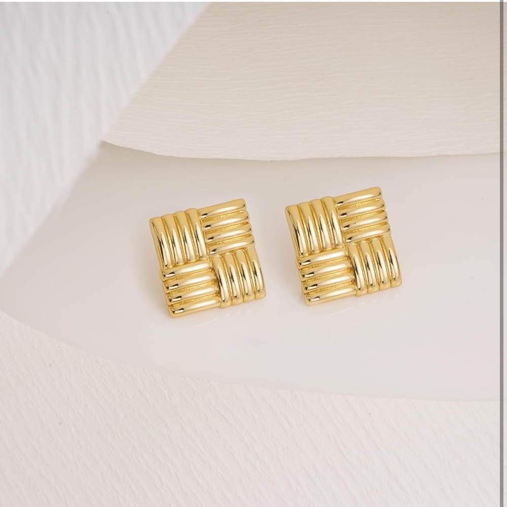 Elegant Gold-Tone Square Earrings